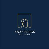 initiale xo carré lignes logo, moderne et luxe réel biens logo conception vecteur