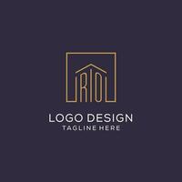 initiale ro logo avec carré lignes, luxe et élégant réel biens logo conception vecteur