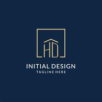 initiale HD carré lignes logo, moderne et luxe réel biens logo conception vecteur