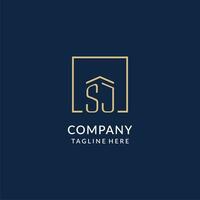 initiale sj carré lignes logo, moderne et luxe réel biens logo conception vecteur