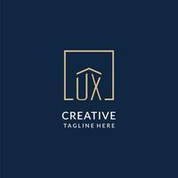 initiale ux carré lignes logo, moderne et luxe réel biens logo conception vecteur