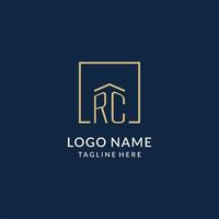 initiale rc carré lignes logo, moderne et luxe réel biens logo conception vecteur