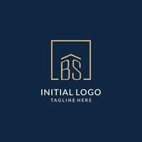 initiale bs carré lignes logo, moderne et luxe réel biens logo conception vecteur