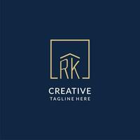 initiale rk carré lignes logo, moderne et luxe réel biens logo conception vecteur