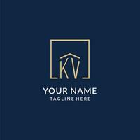 initiale kv carré lignes logo, moderne et luxe réel biens logo conception vecteur