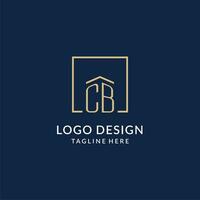 initiale cb carré lignes logo, moderne et luxe réel biens logo conception vecteur