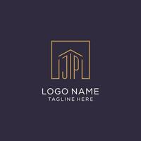 initiale jp logo avec carré lignes, luxe et élégant réel biens logo conception vecteur