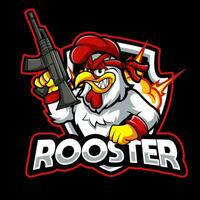 mascotte d'artilleurs de coq. création de logo esport vecteur