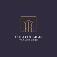 initiale pb logo avec carré lignes, luxe et élégant réel biens logo conception vecteur