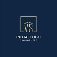 initiale contre carré lignes logo, moderne et luxe réel biens logo conception vecteur