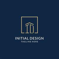 initiale id carré lignes logo, moderne et luxe réel biens logo conception vecteur