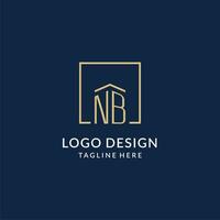 initiale nb carré lignes logo, moderne et luxe réel biens logo conception vecteur