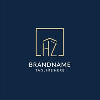 initiale hz carré lignes logo, moderne et luxe réel biens logo conception vecteur