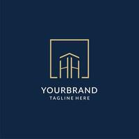 initiale hh carré lignes logo, moderne et luxe réel biens logo conception vecteur
