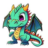 dessin animé vert dragon personnage autocollant isolé symbole année de dragon 2024 vecteur