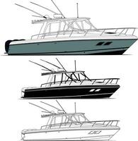 bateau vecteur, pêche bateau vecteur ligne art, et un Couleur