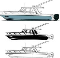 haute qualité ligne dessin vecteur pêche bateau. noir, blanc, et Couleur illustration.