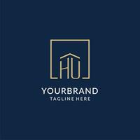 initiale hein carré lignes logo, moderne et luxe réel biens logo conception vecteur