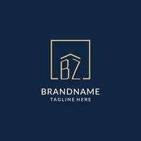 initiale bz carré lignes logo, moderne et luxe réel biens logo conception vecteur