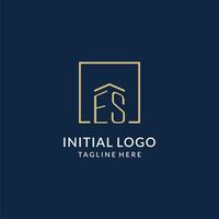 initiale es carré lignes logo, moderne et luxe réel biens logo conception vecteur