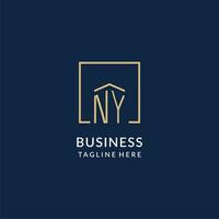 initiale New York carré lignes logo, moderne et luxe réel biens logo conception vecteur