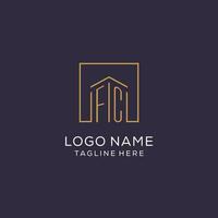 initiale fc logo avec carré lignes, luxe et élégant réel biens logo conception vecteur
