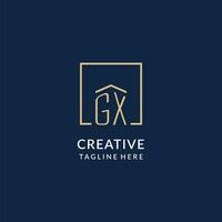 initiale gx carré lignes logo, moderne et luxe réel biens logo conception vecteur