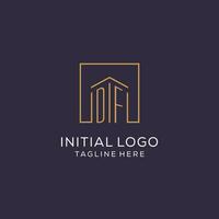 initiale df logo avec carré lignes, luxe et élégant réel biens logo conception vecteur
