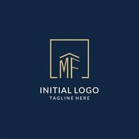 initiale mf carré lignes logo, moderne et luxe réel biens logo conception vecteur