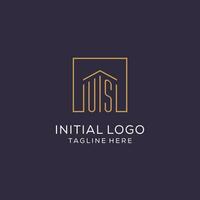 initiale nous logo avec carré lignes, luxe et élégant réel biens logo conception vecteur
