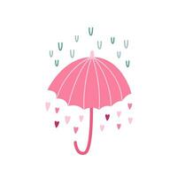 l'amour parapluie avec pluie gouttes et cœurs vecteur. dessin animé plat illustration pour Valentin journée. vecteur