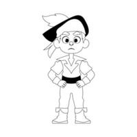 marrant et strict homme pirate. gars dans une pirate costume. coloration style vecteur