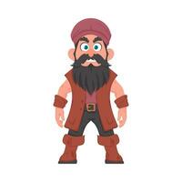 marrant et strict homme pirate. gars dans une pirate costume. dessin animé style vecteur