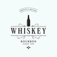 Bourbon whisky logo conception avec luxe rétro ancien décoration. pour Étiquettes, insignes, barres, Restaurants. vecteur