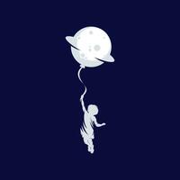 peu enfant mouches avec une lune ballon vecteur