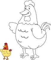 illustration du jeu éducatif pour les enfants et livre de coloriage-poulet vecteur