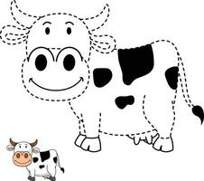 illustration du jeu éducatif pour les enfants et livre de coloriage-vache vecteur
