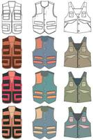 plein Couleur vecteur dessin gilet ensemble, gilet avec esquisser style, formation modèle vecteur gilet, vecteur illustration.