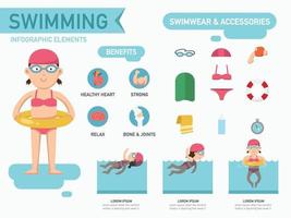 avantages de la natation infographie, illustration vecteur