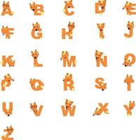 alphabet az renard, vecteur