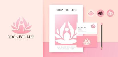 création de logo de fleur de lotus yoga vecteur