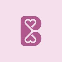 b logo avec cœur vecteur