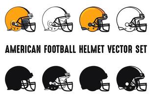 gratuit casques vecteur de américain footballeur, américain Football casque silhouettes clipart paquet