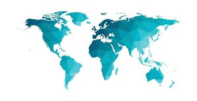 vecteur isolé simplifié monde carte. bleu pente silhouettes, blanc Contexte. faible poly style. continents de Sud et Nord Amérique, Afrique, L'Europe  et Asie, Australie, indonésien îles