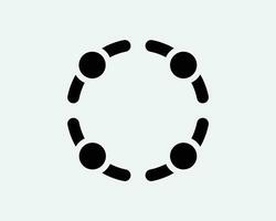 cercle travail en équipe icône Haut vue communauté collaborer collaboration travail travail équipe soutien noir blanc forme ligne contour signe symbole eps vecteur