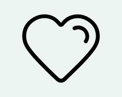 cœur symbole icône l'amour signe romantique romance sentiments mariage Valentin valentines amoureux conception passion battement de coeur noir blanc contour forme eps vecteur