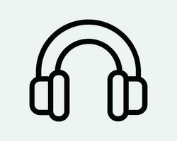 écouteurs ligne icône écouteurs Jeu l'audio la musique du son cache-oreilles stéréo dj Ecoutez sans fil dispositif app noir blanc contour forme signe symbole eps vecteur