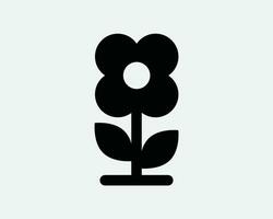 fleur plante icône floral été printemps la nature Naturel art décoration jardin beauté fleuriste Floraison noir blanc contour ligne forme signe symbole eps vecteur