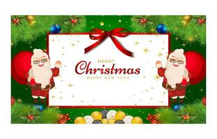 joyeux Noël et content Nouveau an. Noël Contexte bannière avec Noël fleur, arbre, étoile, des balles et d'or décoration conception. vecteur