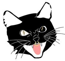 Halloween noir chat affronter. effrayant noir chat visage de Halloween. vecteur
